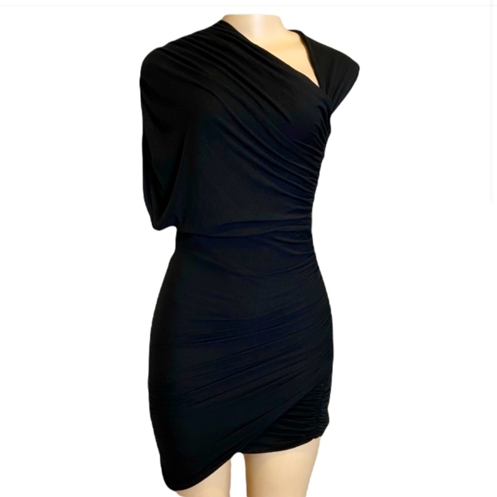 Mason Asymmetrical One Shoulder Black Dress